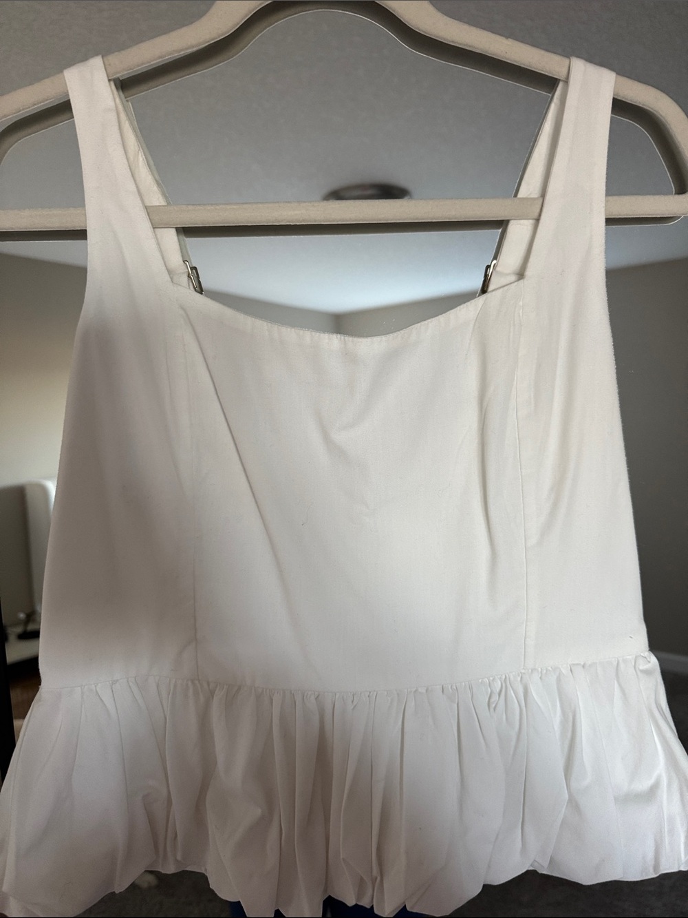 Women’s White Ruffle Tank Top